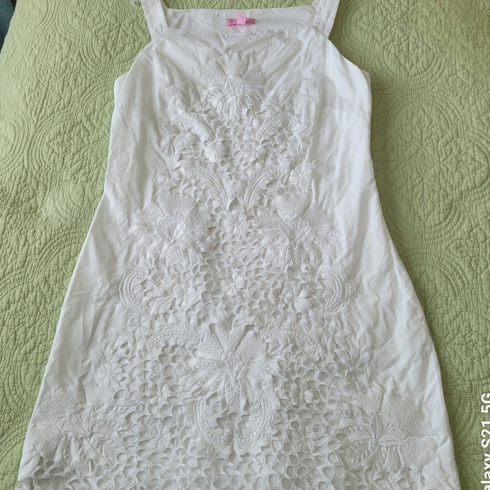 Lilly Pulitzer White Embroidered/Eylet Shift Dress